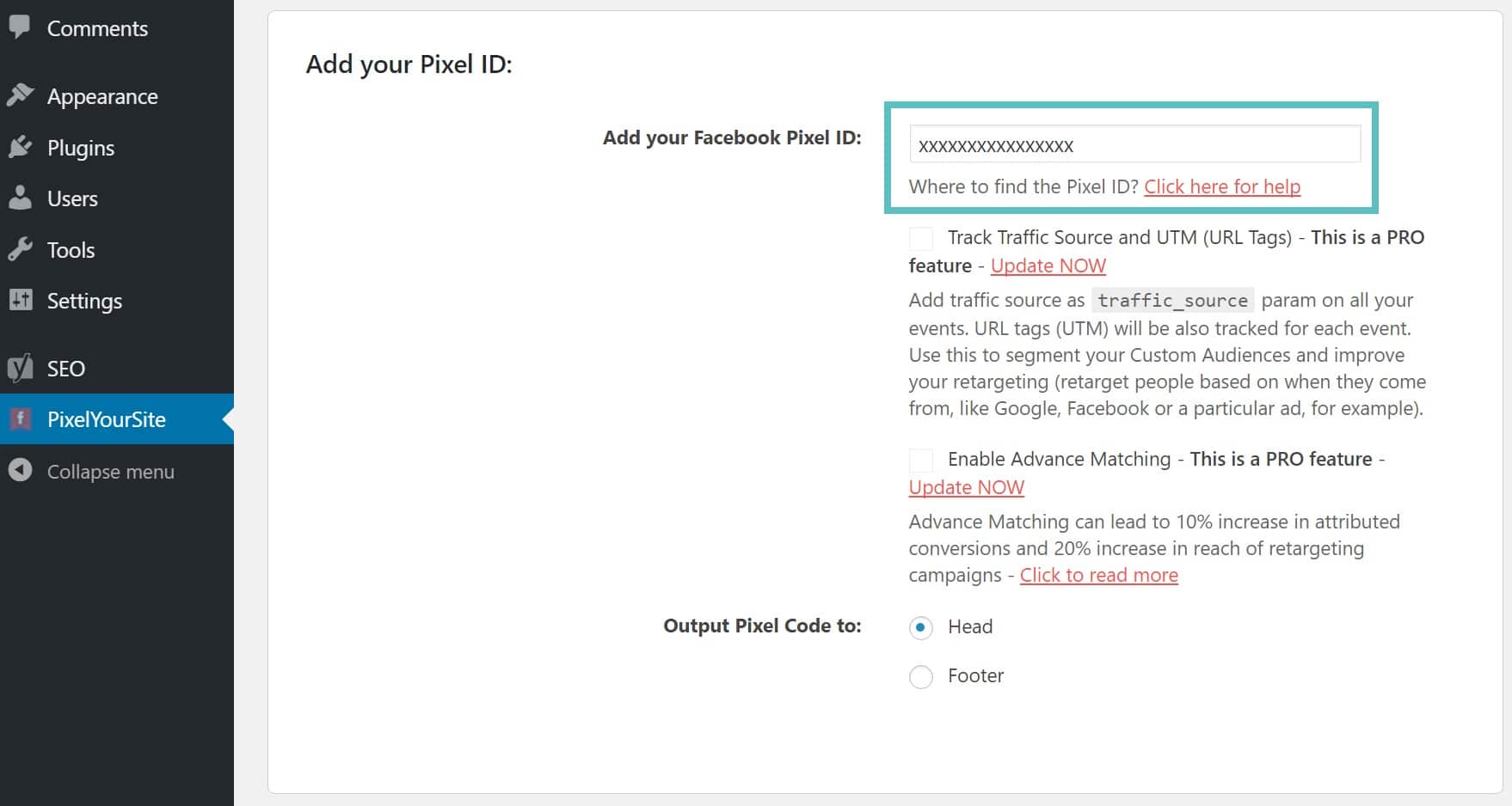 Add Facebook pixel ID in WordPress Tilføj Facebook pixel ID i WordPress