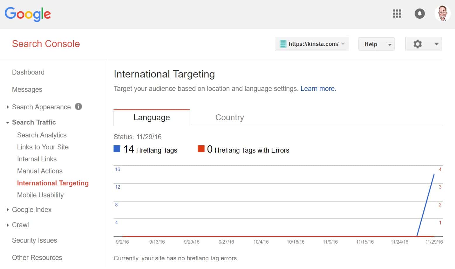 Google Search Console international targeting Segmentação internacional no Google Search Console