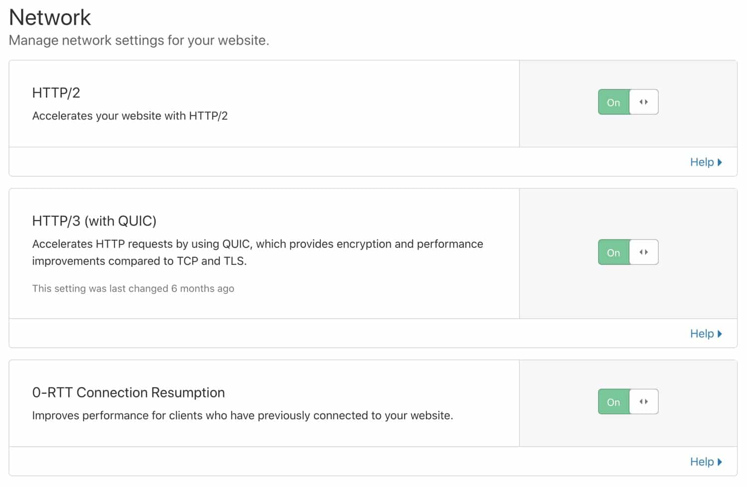 Habilitar o Retorno da Conexão HTTP/2, HTTP/3, e 0-RTT.