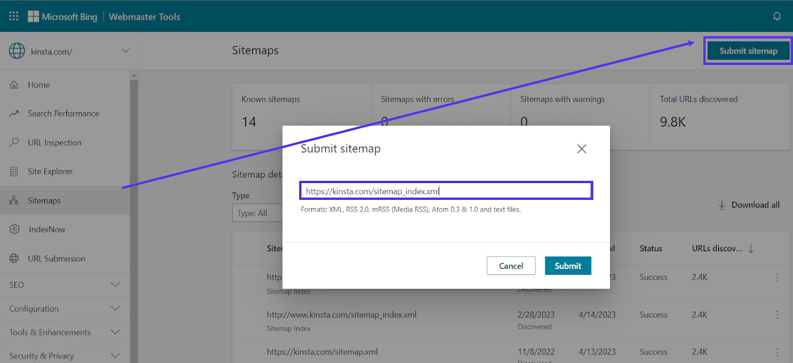 Bing WebマスターツールにXMLサイトマップを登録