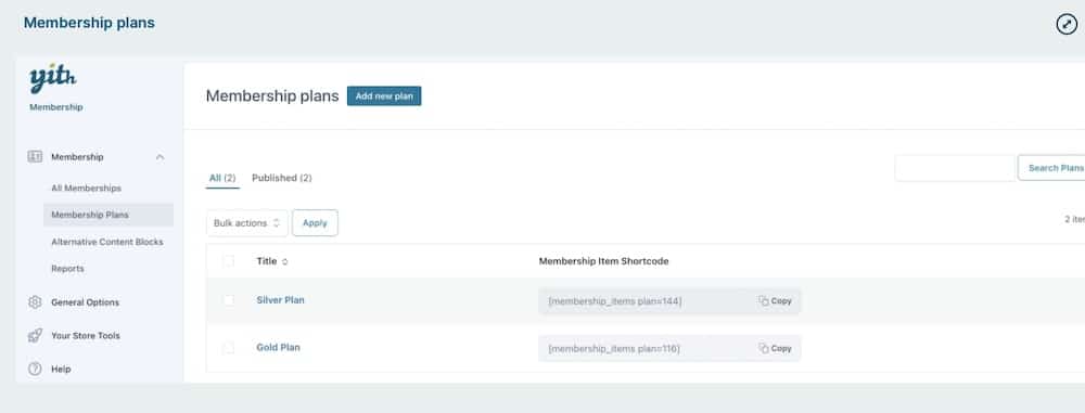 Screenshot van de interface voor het instellen van de WooCommerce YITH plugin.